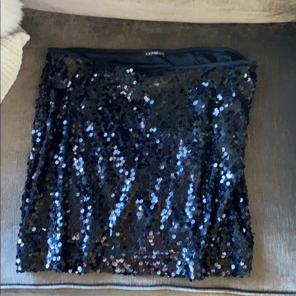 Black sequin mini skirt